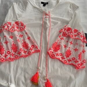 a.n.a White Top with Pink Lace-Up Detail